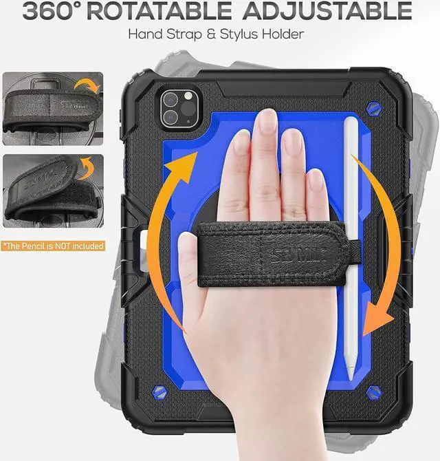 Alt view image 3 of 7 - iPad Mini 5/4 Case 7.9 Inch for Kids, iPad Mini 5th/4th Gen Case Sturdy Shockproof Full-Body Protective Case with Screen Protector, Rotating Kickstand, Hand/Shoulder Strap - Camo/Purple