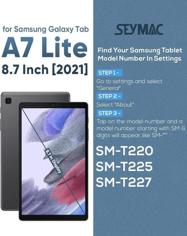 Alt view image 2 of 7 - for Samsung Galaxy Tab A7 Lite Case 8.7" (SM-T220/ T225/ T227), Sturdy Shockproof Full-Body Protective Case with Screen Protector, 360° Rotating Stand, Hand/Shoulder Strap, Blue