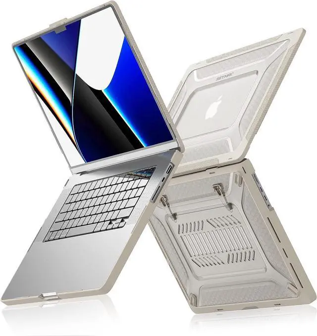 Main image of Case for MacBook Pro 14 Inch Case 2023 2022 2021 Release M2 A2779 A2442 M1 Pro/Max Chip, Shock Resistant Hard Shell Case with Foldable Kickstand & Mouse Pad/Storage Bag, Apricot