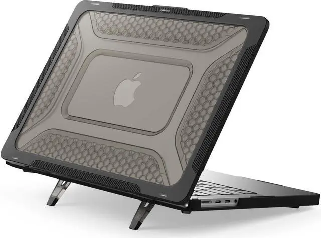 Main image of Case for MacBook Pro 14 Inch Case 2023 2022 2021 Release M2 A2779 A2442 M1 Pro/Max Chip, Shock Resistant Hard Shell Case with Foldable Kickstand & Mouse Pad/Storage Bag, Black