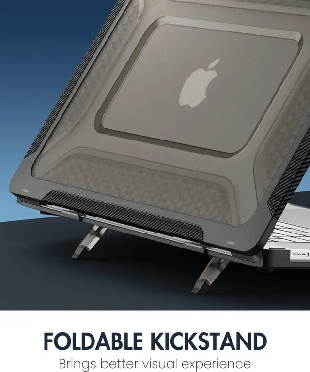 Alt view image 3 of 7 - Case for MacBook Pro 14 Inch Case 2023 2022 2021 Release M2 A2779 A2442 M1 Pro/Max Chip, Shock Resistant Hard Shell Case with Foldable Kickstand & Mouse Pad/Storage Bag, Black