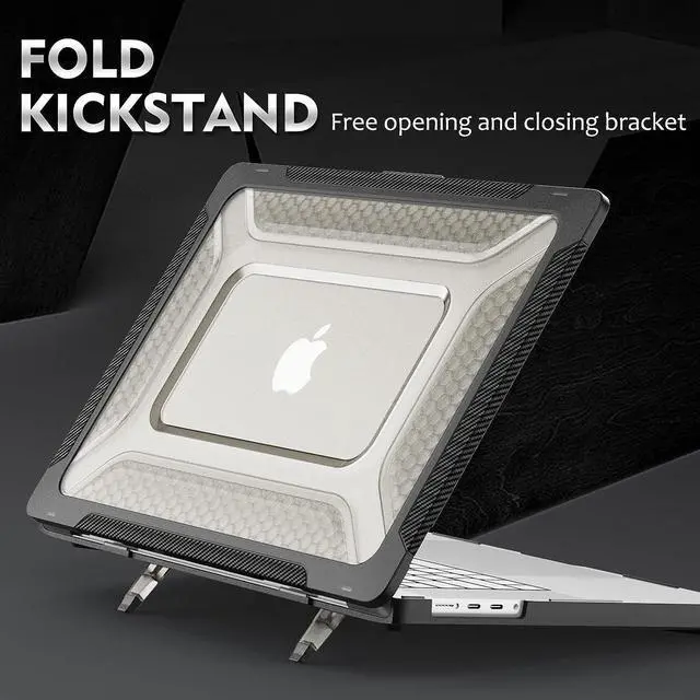 Alt view image 3 of 7 - MacBook Pro 16 inch Case 2023/2022/2021 (Model: A2780 A2485), M2 / M1 Pro/Max Chip, Shock Resistant Laptop Hard Shell Case with Foldable Stand/Mouse Pad for MacBook Pro 16", Black