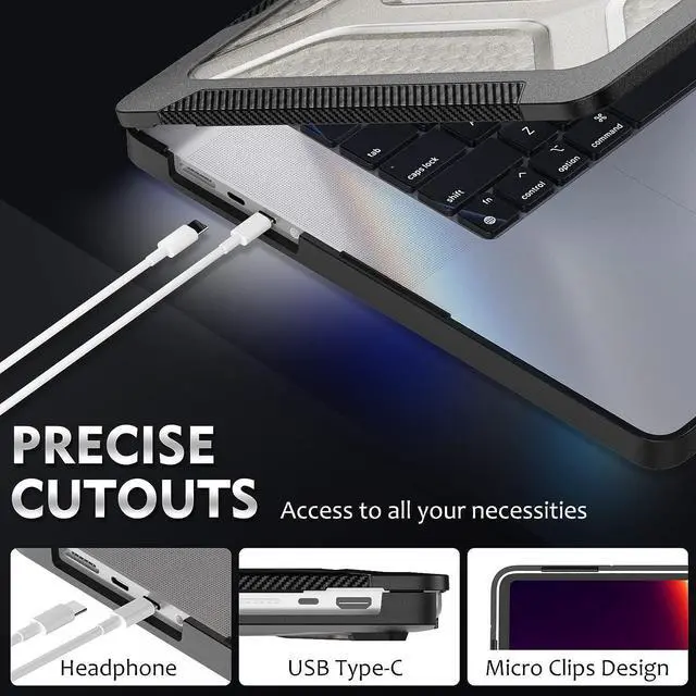 Alt view image 6 of 7 - MacBook Pro 16 inch Case 2023/2022/2021 (Model: A2780 A2485), M2 / M1 Pro/Max Chip, Shock Resistant Laptop Hard Shell Case with Foldable Stand/Mouse Pad for MacBook Pro 16", Black