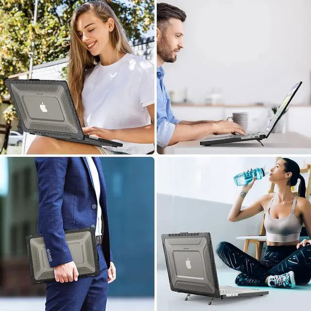 Alt view image 7 of 7 - MacBook Pro 16 inch Case 2023/2022/2021 (Model: A2780 A2485), M2 / M1 Pro/Max Chip, Shock Resistant Laptop Hard Shell Case with Foldable Stand/Mouse Pad for MacBook Pro 16", Black