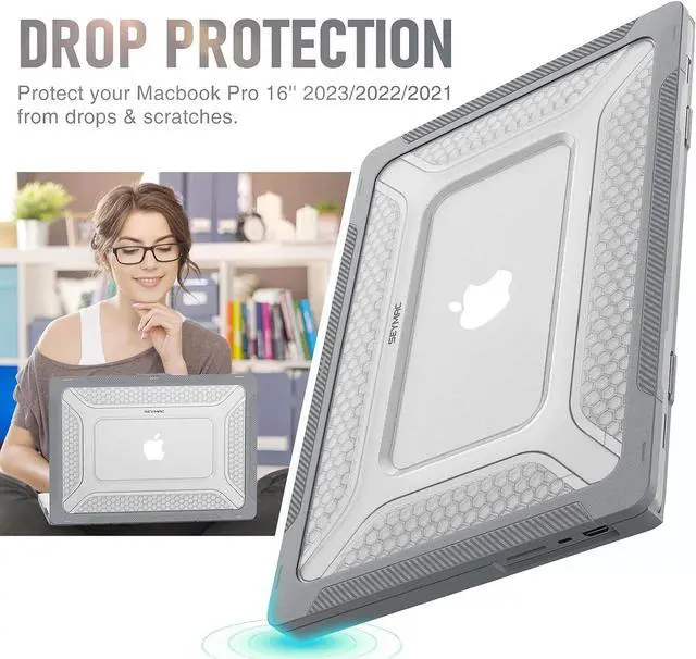 Alt view image 5 of 7 - MacBook Pro 16 inch Case 2023/2022/2021 (Model: A2780 A2485), M2 / M1 Pro/Max Chip, Shock Resistant Laptop Hard Shell Case with Foldable Stand/Mouse Pad for MacBook Pro 16", Grey