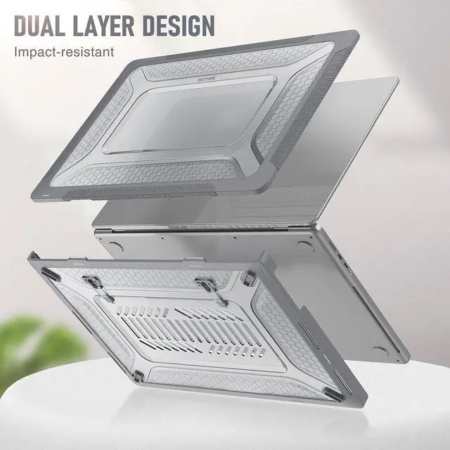 Alt view image 6 of 7 - MacBook Pro 16 inch Case 2023/2022/2021 (Model: A2780 A2485), M2 / M1 Pro/Max Chip, Shock Resistant Laptop Hard Shell Case with Foldable Stand/Mouse Pad for MacBook Pro 16", Grey