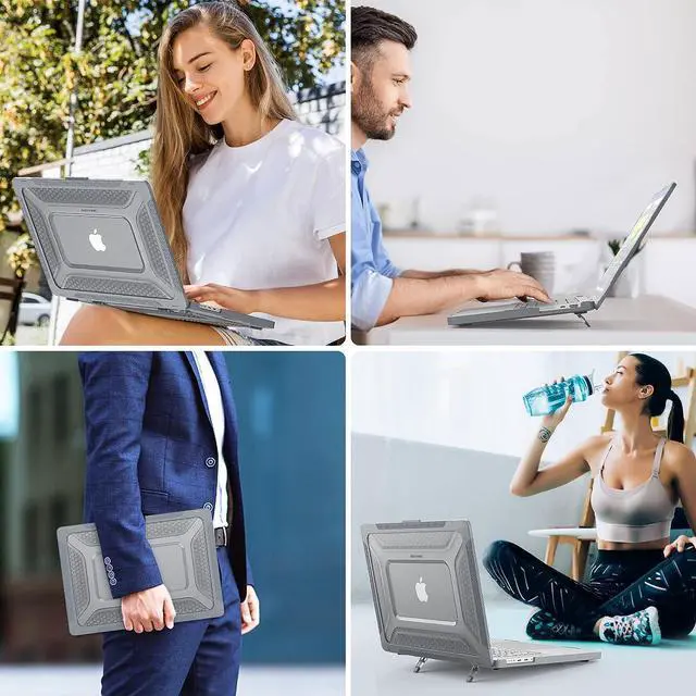 Alt view image 7 of 7 - MacBook Pro 16 inch Case 2023/2022/2021 (Model: A2780 A2485), M2 / M1 Pro/Max Chip, Shock Resistant Laptop Hard Shell Case with Foldable Stand/Mouse Pad for MacBook Pro 16", Grey