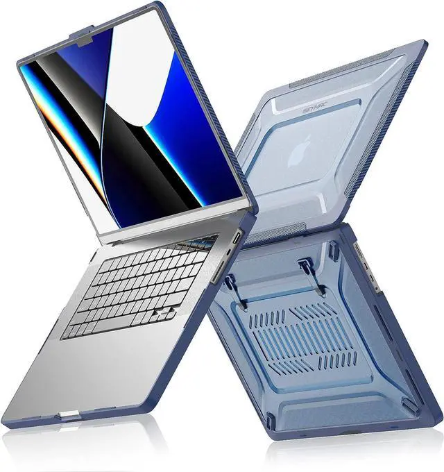 Main image of Case for MacBook Pro 14 Inch Case 2023 2022 2021 Release M2 A2779 A2442 M1 Pro/Max Chip, Shock Resistant Hard Shell Case with Foldable Kickstand & Mouse Pad/Storage Bag, Blue