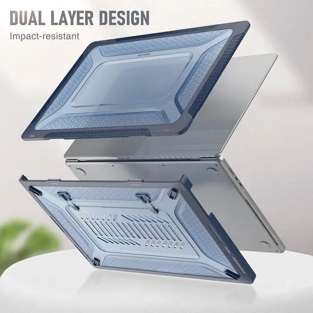 Alt view image 6 of 7 - MacBook Pro 16 inch Case 2023/2022/2021 (Model: A2780 A2485), M2 / M1 Pro/Max Chip, Shock Resistant Laptop Hard Shell Case with Foldable Stand/Mouse Pad for MacBook Pro 16", Blue