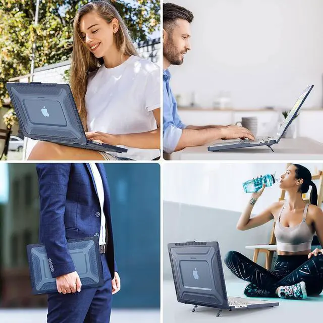 Alt view image 7 of 7 - MacBook Pro 16 inch Case 2023/2022/2021 (Model: A2780 A2485), M2 / M1 Pro/Max Chip, Shock Resistant Laptop Hard Shell Case with Foldable Stand/Mouse Pad for MacBook Pro 16", Blue