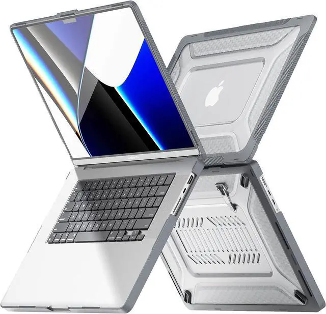 Main image of Case for MacBook Pro 14 Inch Case 2023 2022 2021 Release M2 A2779 A2442 M1 Pro/Max Chip, Shock Resistant Hard Shell Case with Foldable Kickstand & Mouse Pad/Storage Bag, Grey