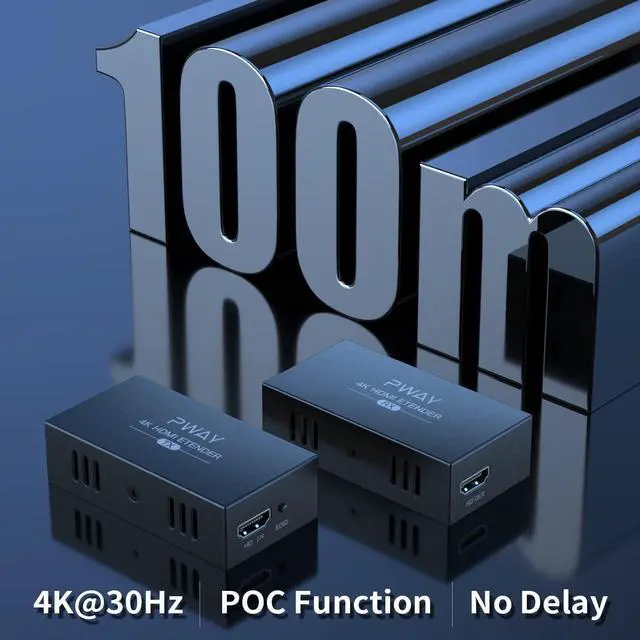 Alt view image 2 of 7 - PWAYTEK 4K HDMI Over Ethernet Cat5e/6 Extender, Extend 4K@30Hz/1080P Upto 328Ft, Lossless Audio Video, Support POC/EDID