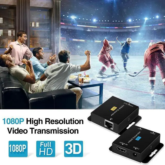Alt view image 4 of 7 - avedio links 196ft/60m HDMI Extender Over Cat 5e/6/7, 1080P HDMI Ethernet Extender Balun Adapter with Single POC Power Supply, Support 3D, EDID, Deep Color, Compatible with DVD, Fire Stick, Roku, PS5