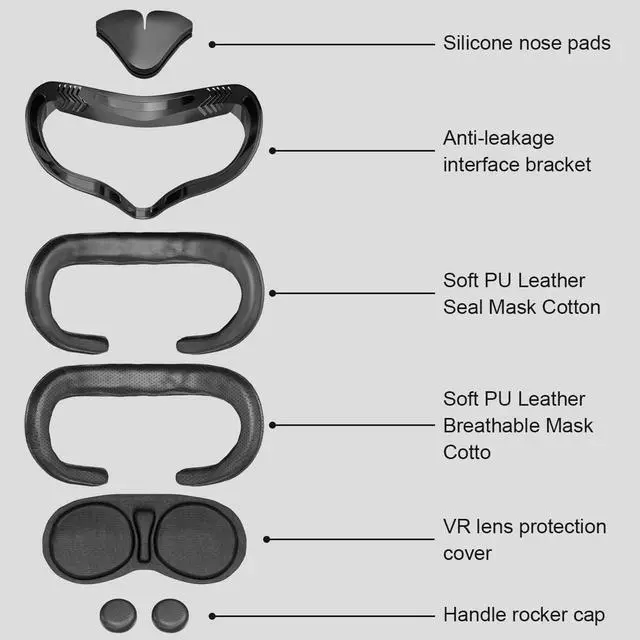 Alt view image 2 of 6 - VR Facial Interface Compatible with Quest 2 Accessories Include Face Cushion Foam Pad Replacement 2 Piece with Glasses Spacer and Silicone Nose Pads Handle Rocker Cap
