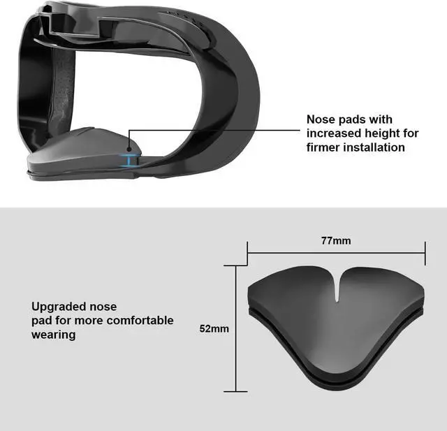 Alt view image 5 of 6 - VR Facial Interface Compatible with Quest 2 Accessories Include Face Cushion Foam Pad Replacement 2 Piece with Glasses Spacer and Silicone Nose Pads Handle Rocker Cap
