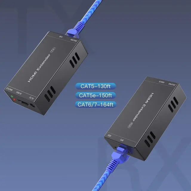 Alt view image 3 of 7 - HDMI Extender 165ft Over Single Cat5e/6, Extend 1080P@60Hz Video, Transmit Audio Video Synchronously, Support 3D, POC, EDID