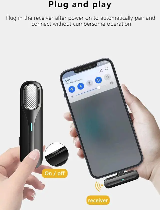 Alt view image 4 of 6 - Wireless Lavalier Microphone, Recording Microphone with Charging Case for iPhone/iPad Plug & Play Lapel Clip-on Mini Mic for Live Stream, YouTube, TikTok, Facebook,Noise Reduction Auto-Sync