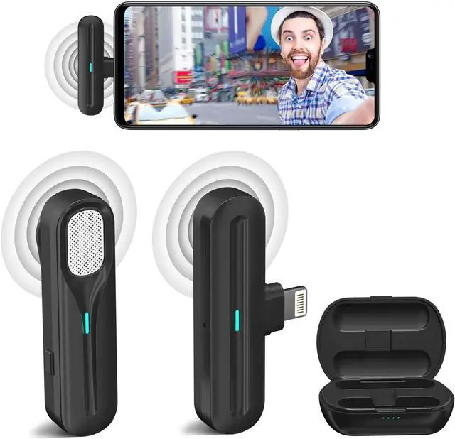 Main image of Wireless Lavalier Microphone, Recording Microphone with Charging Case for iPhone/iPad Plug & Play Lapel Clip-on Mini Mic for Live Stream, YouTube, TikTok, Facebook,Noise Reduction Auto-Sync