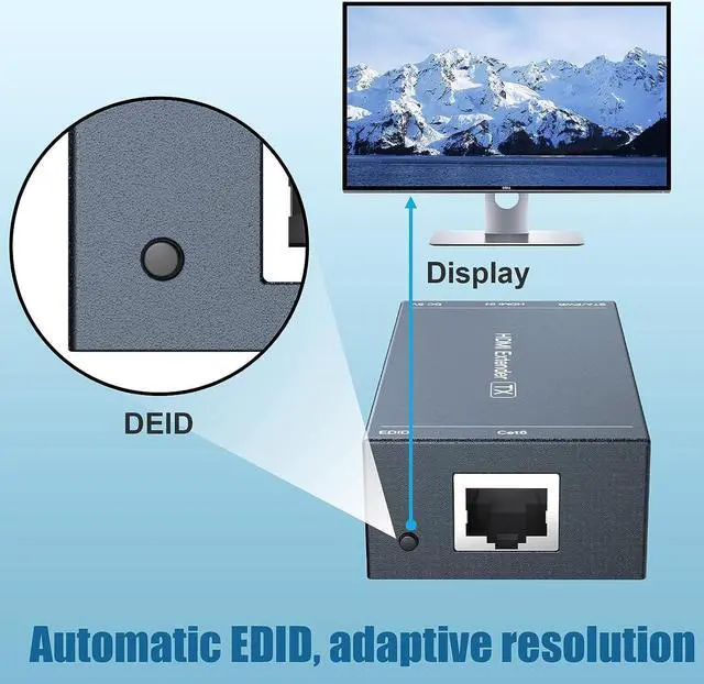 Alt view image 6 of 6 - 164ft/50m HDMI Extender, Extend 1080P@60Hz Signal via Cat5e/6/7 Cable, Achieve Audio Video Sync, 3D Support, EDID, and POC Capabilities