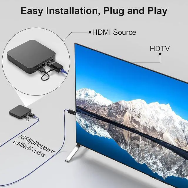 Alt view image 3 of 7 - 1080P HDMI Extender, Extend Audio and Video Signal up to 165 Feet with Cat5e/6 Ethernet Cable.