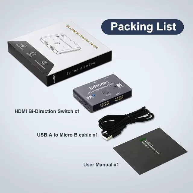 Alt view image 7 of 7 - Steetek USB 2.0 Kvm Switch Dual Monitor HDMI 2 Port, Kvm Switch 4K@60Hz 2 Computers Share 2 Monitors and 1 Set Keyboard Mouse, HDMI Kvm Switch Dual Display, Button Switch with 2 USB and 4 HDMI Cable