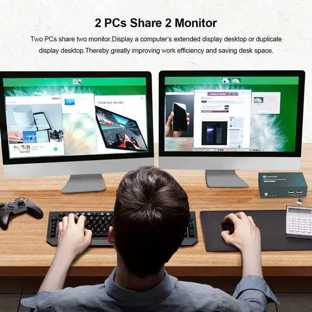 Alt view image 5 of 6 - Steetek HDMI KVM Switch Dual Monitor,4K@60Hz, KVM Switch 2 Monitor, Backward Compatible with USB 1.1, KVM Switches HDMI 2.0, HDCP 2.2, Button Switch