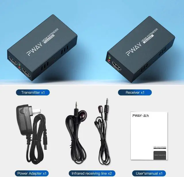 Alt view image 6 of 6 - HDMI Extender with IR Over Single Cat5e/6/7 | 164ft (50m) Full HD 3D 1080P@60Hz, Lossless Transmission, Loop and POC Included. Complete Set