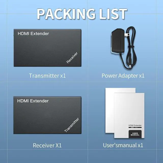 Alt view image 7 of 7 - HDMI Extender 50m/164ft with Local Loop Out, Full HD 1080P@60Hz Over Cat 5/5e/6, POE, EDID,Transmitter + Receiver Included
