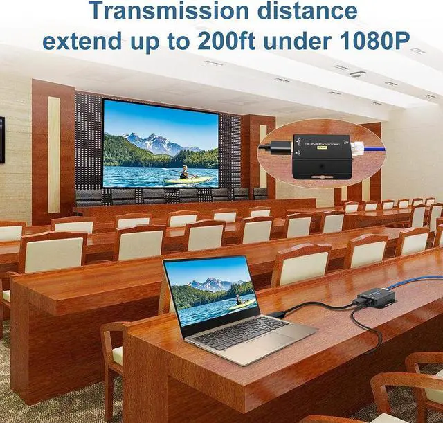 Alt view image 3 of 6 - VPFET HDMI Extender Over Single Cat6 Ethernet up to 200Ft Repeater Balun Transmitter Receiver Power on Cat Support Full 1080p 3D HDCP EDID Copy from Displays