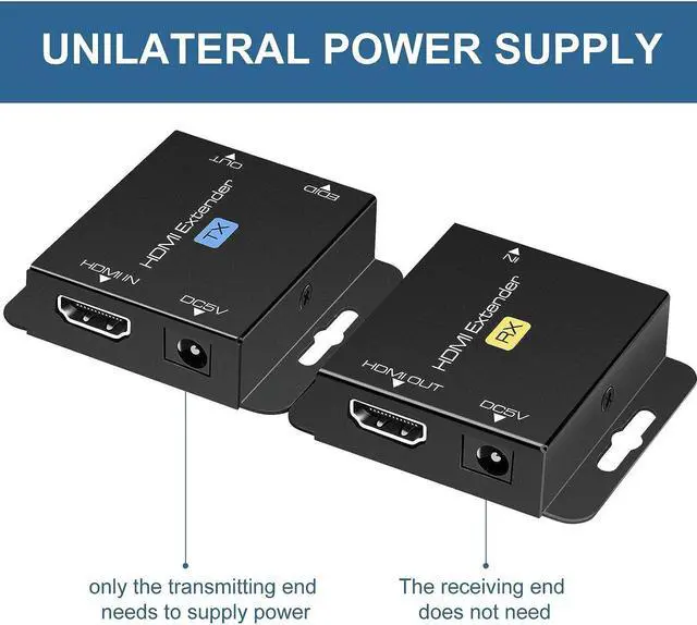 Alt view image 4 of 6 - VPFET HDMI Extender Over Single Cat6 Ethernet up to 200Ft Repeater Balun Transmitter Receiver Power on Cat Support Full 1080p 3D HDCP EDID Copy from Displays