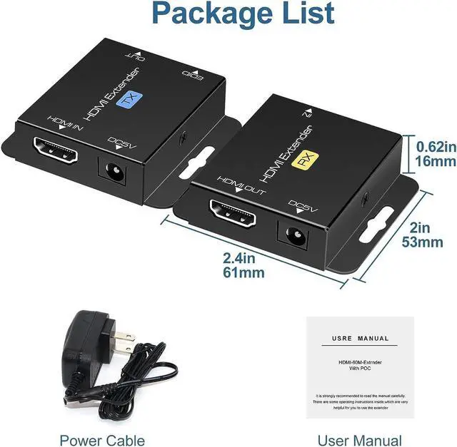 Alt view image 6 of 6 - VPFET HDMI Extender Over Single Cat6 Ethernet up to 200Ft Repeater Balun Transmitter Receiver Power on Cat Support Full 1080p 3D HDCP EDID Copy from Displays