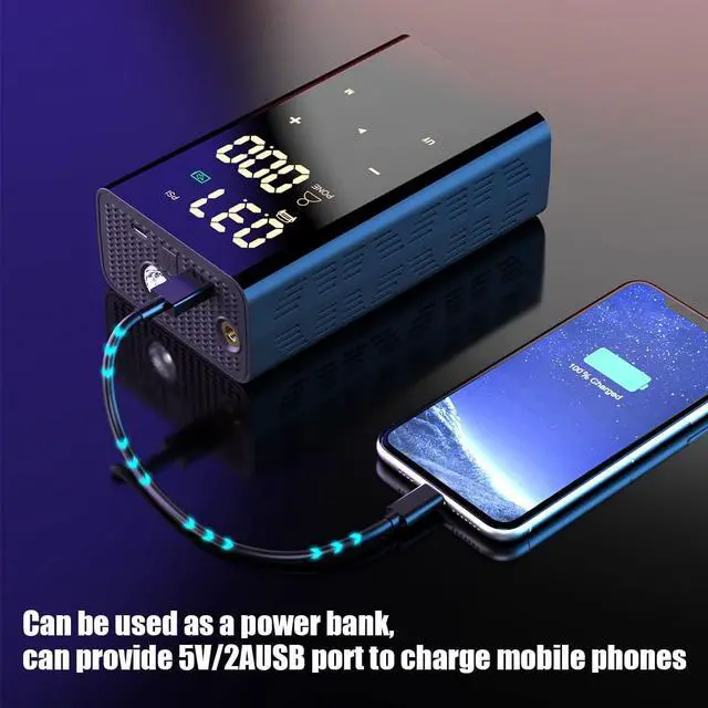 Alt view image 6 of 7 - Tire Inflator Portable Air Compressor for Car Tires, Cordless 150PSI Air Pump with 6600mAh Battery, Built-in Automatic Pressure Gauge & Emergency Light