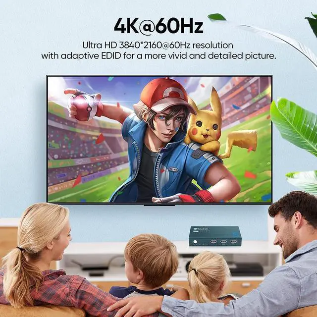 Alt view image 3 of 7 - KVM Switch 1 Monitor 2 Computers with 4K@60Hz Ultra HD Resolution, HDMI KVM Switch 3 USB 2.0 Hub, 2 Port KVM Switch Support Button Switch, 2 HDMI Cables & 2 USB Cables Included