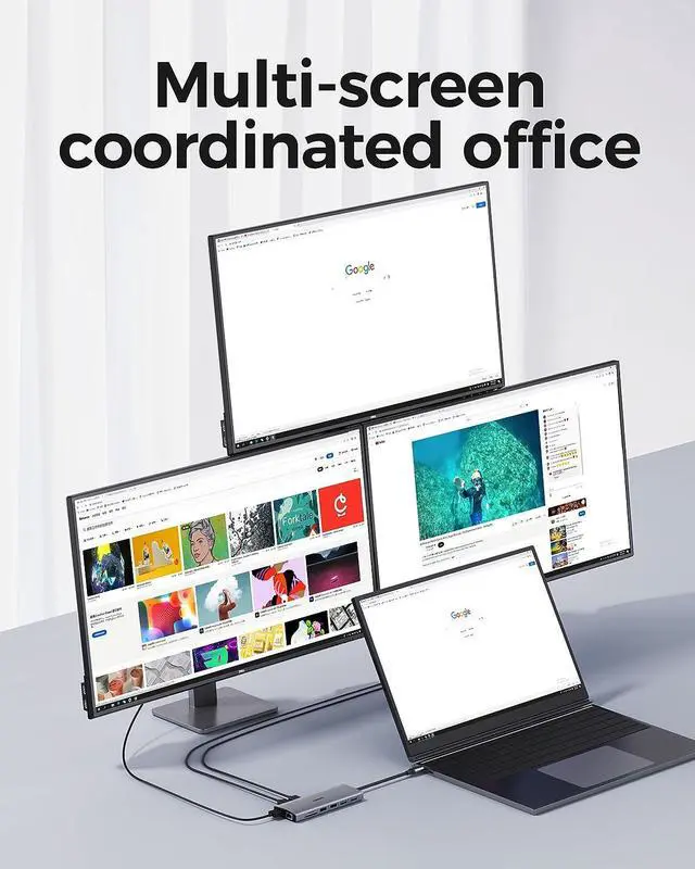 Alt view image 7 of 7 - USB C Docking Station Dual Monitor Adapter, 14 in 1 USB C Dock, 4K Dual HDMI, 100W PD, 1000M Ethernet, SD/TF, 5Gbps USB C/A Ports, Mic/Audio Port Compatible for MacBook/Dell/HP/Lenovo Laptops