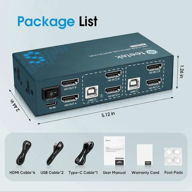 Alt view image 7 of 7 - HDMI KVM Switch Dual Monitor, 2 Port KVM Switch 4K@30Hz, KVM Switch 2 Computer 2 Monitor, KVM Supported Wireless Keyboard & Mouse and Hotkey Switch, Dual Monitor KVM Switch with 4 HDMI Cables