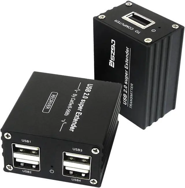 Main image of SZBJ USB Extender Over RJ45 Cat5E/6 up to 230ft Ethernet Cable Extender with Power Adapter with 4 USB2.0 Output - Full USB 2.0 Support for Keyboard, DongleMouse, Webcam, and All Operating System 104