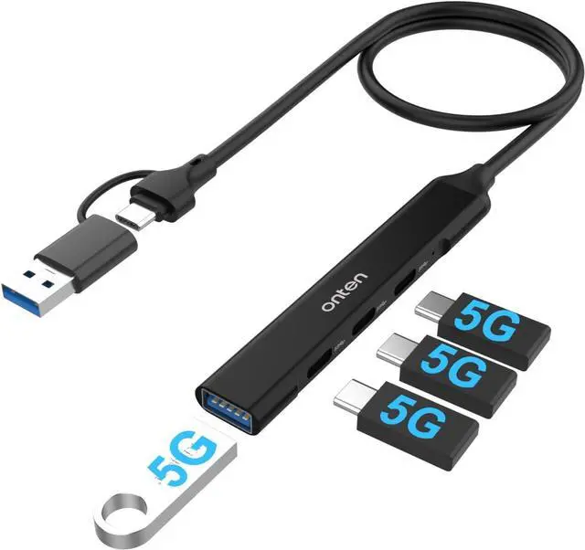 Main image of ONTEN USB C HUB, USB C to USB C and USB A Adapter. USB 3.0 HUB with 3* USB C(5Gbps) 1*USB A(5Gbps). 1.6 ft Cable .for Laptop MacBook Surface Pro and More USB Devices