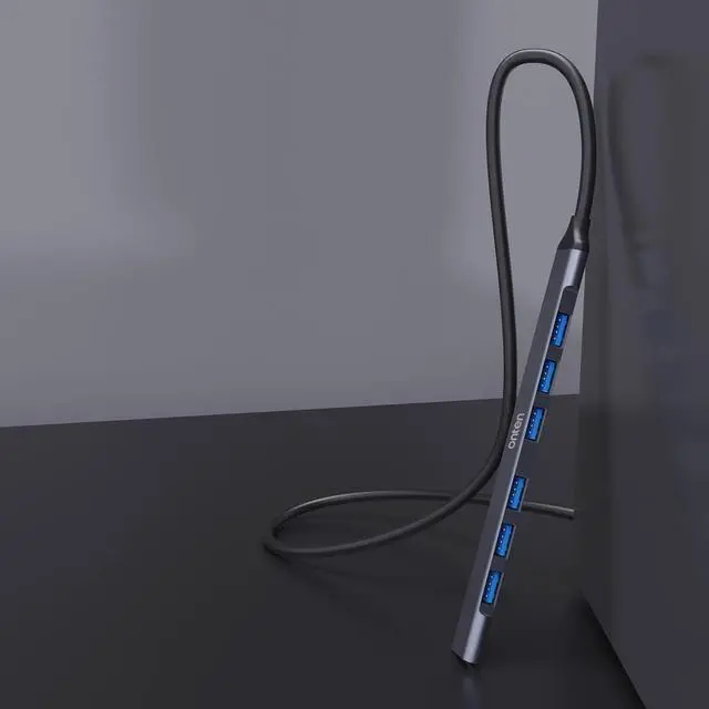 Alt view image 3 of 7 - USB C Hub USB C USB to USB Adapter USB C to USB A Hub 7 Ports USB-C USB to USB Hub 3.0/2.0 for MacBook Pro iMac 2021 USB Splitter Aluminum Alloy Color Gray