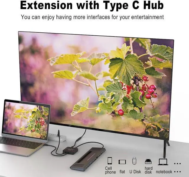 Alt view image 3 of 7 - Onten USB C Switch Selector, 2 in 1 Out/1 in 2 Out Bi Directional USB C Switcher, 100w Power Delivery, 10Gbps USB C Switch Support 8K 60Hz,4K@120HZ Compatible with Laptop, Tablet, Phone