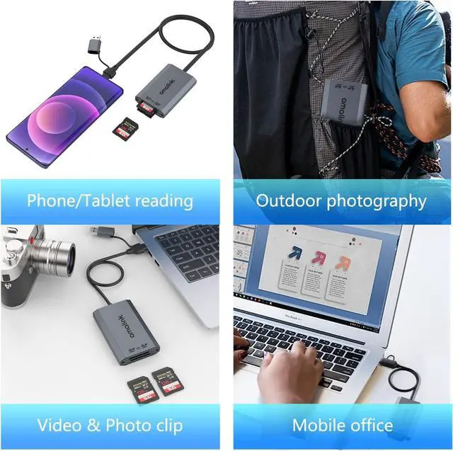 Alt view image 6 of 7 - SD UHS-II Dual-Slot Card Reader .amalink Dual Slot USB C SD 4.0 Memory Card Reader Adapter .USB 3.2 Gen 1 Workflow Dual-Slot SDHC/SDXC UHS-II