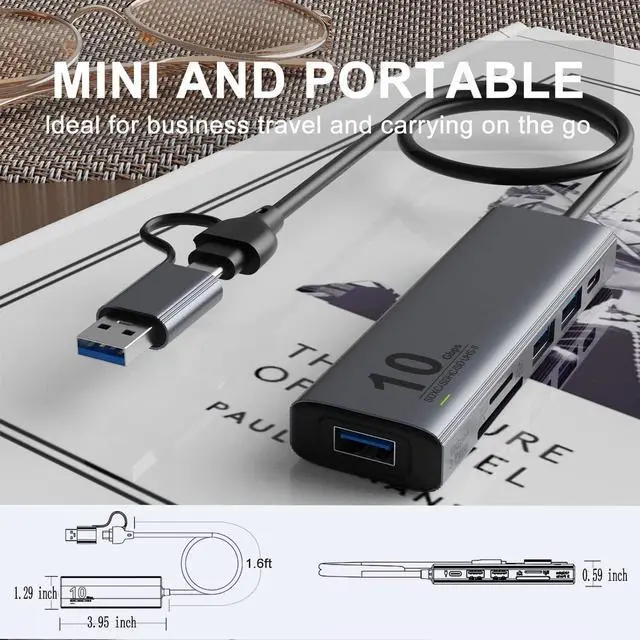 Alt view image 6 of 7 - Onten Dual-Slot UHS-II SD4.0 Card Reader.10Gbps USB C to USB Hub Adapter,USB Hub with 3*USB 3.2 GEN 2(10Gbps) Port and UHS-II SD/TF4.0.Compatible with Mac OS iPad OS,Windows,Android,and Linux.