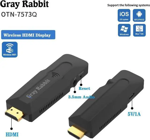 Alt view image 2 of 7 - HDMI Wireless Display Adapter. 1080P Mobile Screen Mirroring Receiver Dongle to TV/Projector Receiver Support iOS Android Mac iOS Windows
