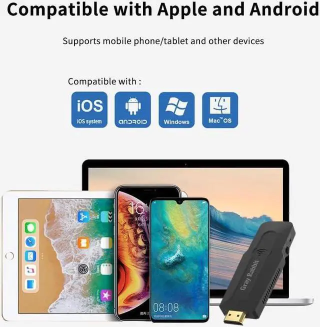 Alt view image 5 of 7 - HDMI Wireless Display Adapter. 1080P Mobile Screen Mirroring Receiver Dongle to TV/Projector Receiver Support iOS Android Mac iOS Windows