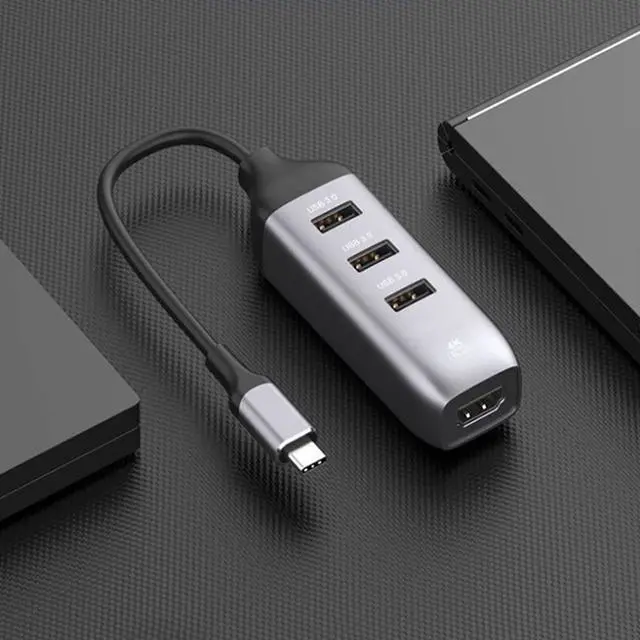Alt view image 5 of 6 - USB C to HDMI Adapter with 3*USB 3.0, USB C to USB 3.0 HUB, Compatible with MacBook Pro, iPad, MacBook/Air, iPad Air, XPS 15/13, Surface,Android .DP Alternative Mode Required (3*USB3.0+4K HDMI)