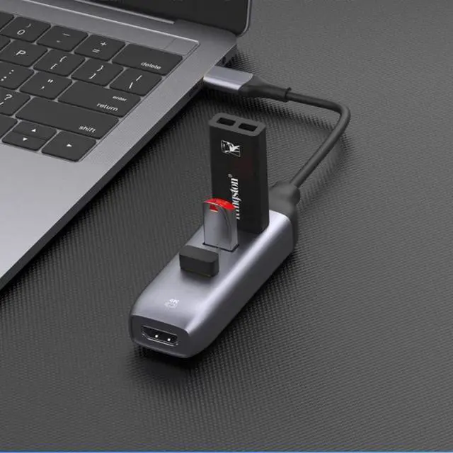 Alt view image 4 of 6 - USB C to HDMI Adapter with 3*USB 3.0, USB C to USB 3.0 HUB, Compatible with MacBook Pro, iPad, MacBook/Air, iPad Air, XPS 15/13, Surface,Android .DP Alternative Mode Required (3*USB3.0+4K HDMI)