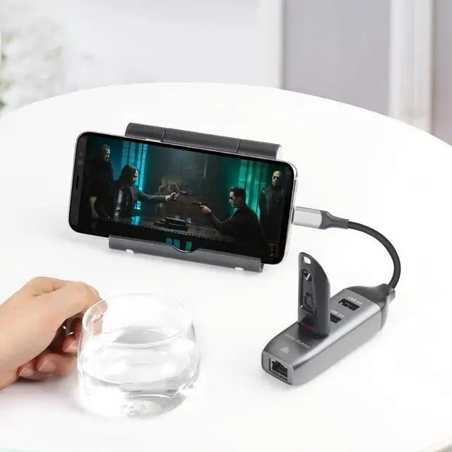 Alt view image 7 of 7 - USB C to Ethernet Adapter,USB C to RJ45 10/100/1000 Gigabit Ethernet, USB C to USB 3.0 HUB, Compatible with MacBook Pro, iPad, MacBook/Air, iPad Air, XPS 15/13, Surface,Android (3*USB3.0+Ethernet)