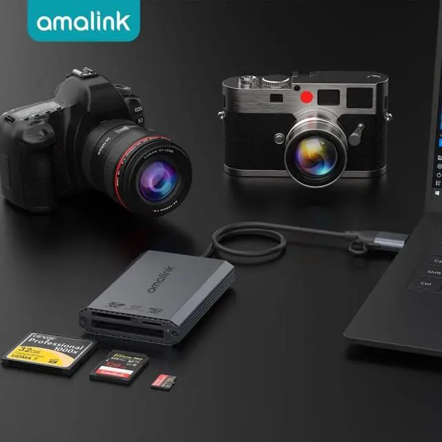 Alt view image 2 of 7 - UHS-II SD Card Reader. Triple-Slot USB-A/USB-C CF Compact Flash Card Reader Adapter,.Support CF/UHS-II/UHS-I SD/SDHC/SDXC, Compatible with Windows,Mac OS