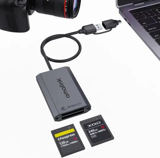 Main image of CFexpress Type B and XQD Card Reader,amalink Dual Slot USB 3.2 GEN 2 10G Type B CFexpress Adapter with Dual connectors(USB A&USB C) .Plug and Play Compatible with Android/Windows/Mac OS/iPad
