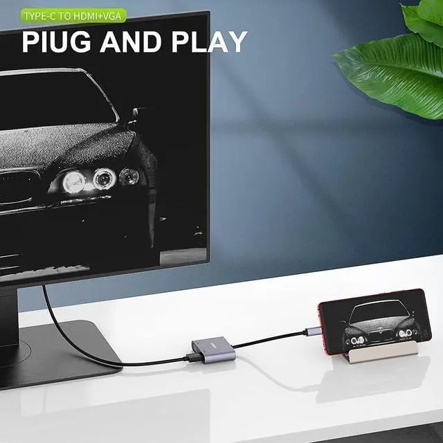 Alt view image 5 of 6 - ONTEN USB C to HDMI VGA Adapter (2-in-1)