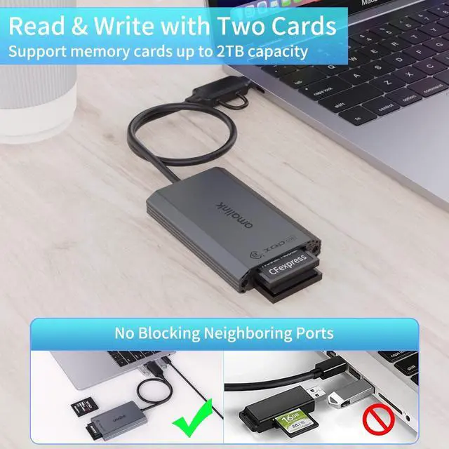 Alt view image 3 of 7 - CFexpress Type B and XQD Card Reader,amalink Dual Slot USB 3.2 GEN 2 10G Type B CFexpress Adapter with Dual connectors(USB A&USB C) .Plug and Play Compatible with Android/Windows/Mac OS/iPad
